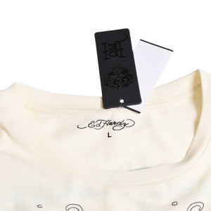 新品未使用 ED HARDY エドハーディ BABY TEE ベイビーティー ピンクパンサー 半袖Tシャツ EH110425 コットン アイボリー マルチカラー サイズL 中古 4a001865