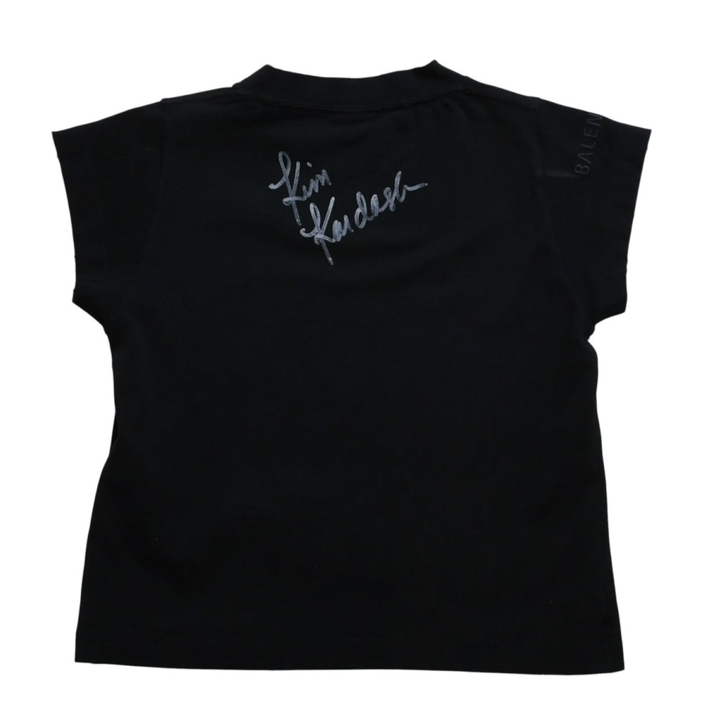 新品同様 BALENCIAGA バレンシアガ キムカーダシアン 半袖Tシャツ 25SS 807341 コットン ブラック ピンク サイズM 中古 4a009248