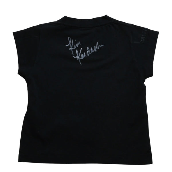 新品同様 BALENCIAGA バレンシアガ キムカーダシアン 半袖Tシャツ 25SS 807341 コットン ブラック ピンク サイズM 中古 4a009248