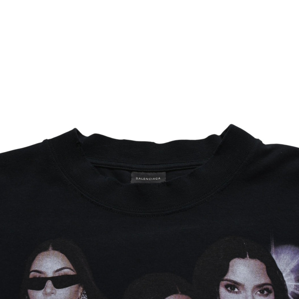 新品同様 BALENCIAGA バレンシアガ キムカーダシアン 半袖Tシャツ 25SS 807341 コットン ブラック ピンク サイズM 中古 4a009248