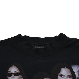 新品同様 BALENCIAGA バレンシアガ キムカーダシアン 半袖Tシャツ 25SS 807341 コットン ブラック ピンク サイズM 中古 4a009248