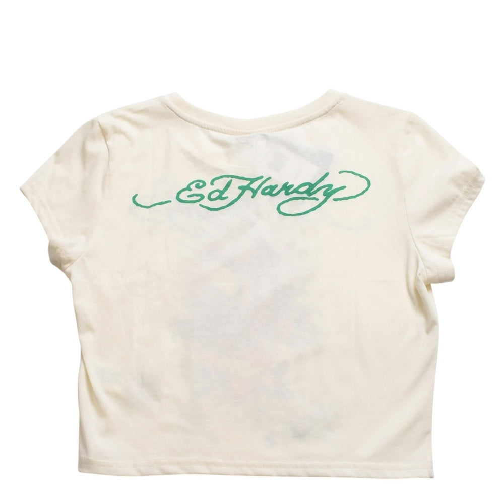 新品未使用 ED HARDY エドハーディ BABY TEE ベイビーティー ピンクパンサー 半袖Tシャツ EH110425 コットン アイボリー マルチカラー サイズXL 中古 4a001866