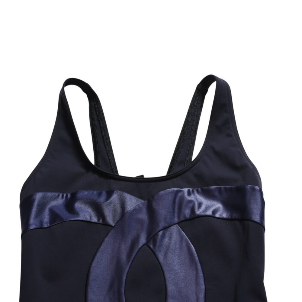 極美品 CHANEL シャネル スイムウェア 水着 ココマーク 9065V45004 ネイビー ポーチ付き サイズ34 中古 4a008552