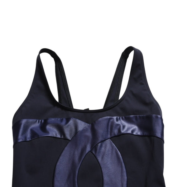 極美品 CHANEL シャネル スイムウェア 水着 ココマーク 9065V45004 ネイビー ポーチ付き サイズ34 中古 4a008552