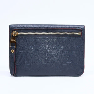 LOUIS VUITTON ルイヴィトン ポシェットクレ M62017 TN4197 MFイニシャル入り ミニウォレット ダークネイビー ゴールド金具 美品 中古 4a010162