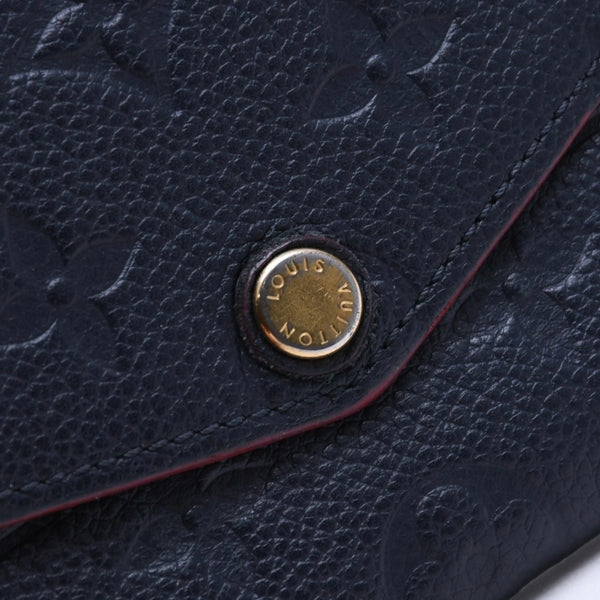 LOUIS VUITTON ルイヴィトン ポシェットクレ M62017 TN4197 MFイニシャル入り ミニウォレット ダークネイビー ゴールド金具 美品 中古 4a010162