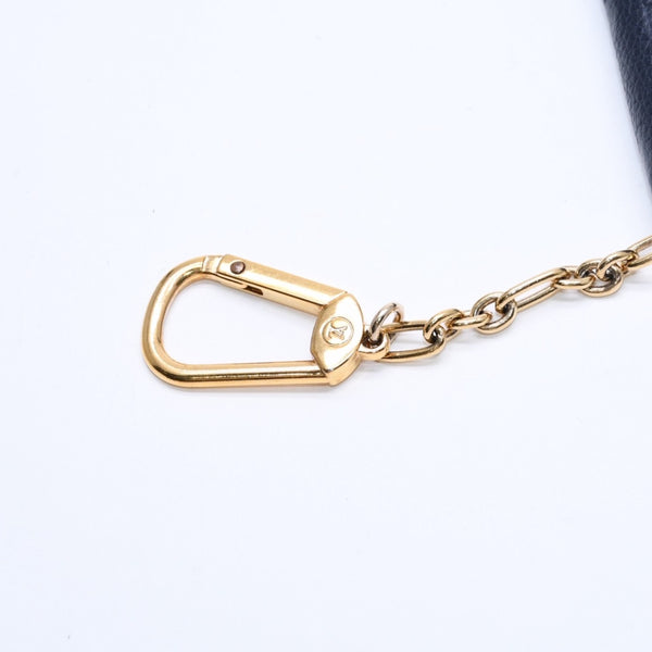 LOUIS VUITTON ルイヴィトン ポシェットクレ M62017 TN4197 MFイニシャル入り ミニウォレット ダークネイビー ゴールド金具 美品 中古 4a010162