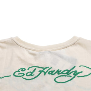 New and unused ED HARDY BABY TEE Pink Panther Short Sleeve T-shirt EH110425 Cotton Ivory Multicolor Size XL Used 4a001866