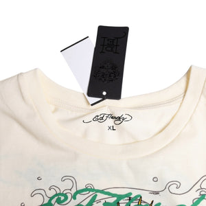 New and unused ED HARDY BABY TEE Pink Panther Short Sleeve T-shirt EH110425 Cotton Ivory Multicolor Size XL Used 4a001867