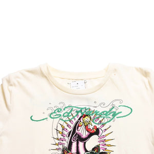 New and unused ED HARDY BABY TEE Pink Panther Short Sleeve T-shirt EH110425 Cotton Ivory Multicolor Size XL Used 4a001867