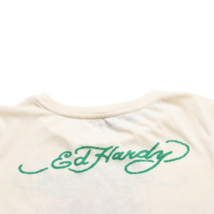 New and unused ED HARDY BABY TEE Pink Panther Short Sleeve T-shirt EH110425 Cotton Ivory Multicolor Size XL Used 4a001867