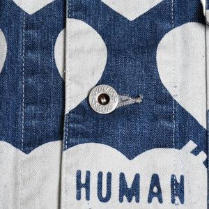 HUMAN MADE ヒューマンメイド 長袖シャツ Heart Denim Coverall Jacket ネイビー ホワイト シルバー金具 サイズXL 美品 中古 4a001870