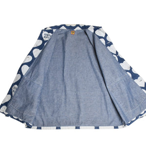 HUMAN MADE ヒューマンメイド 長袖シャツ Heart Denim Coverall Jacket ネイビー ホワイト シルバー金具 サイズXL 美品 中古 4a001870