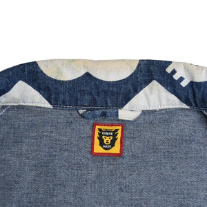 HUMAN MADE ヒューマンメイド 長袖シャツ Heart Denim Coverall Jacket ネイビー ホワイト シルバー金具 サイズXL 美品 中古 4a001870