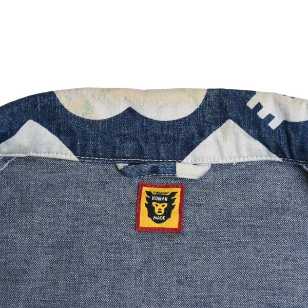 HUMAN MADE ヒューマンメイド 長袖シャツ Heart Denim Coverall Jacket ネイビー ホワイト シルバー金具 サイズXL 美品 中古 4a001870