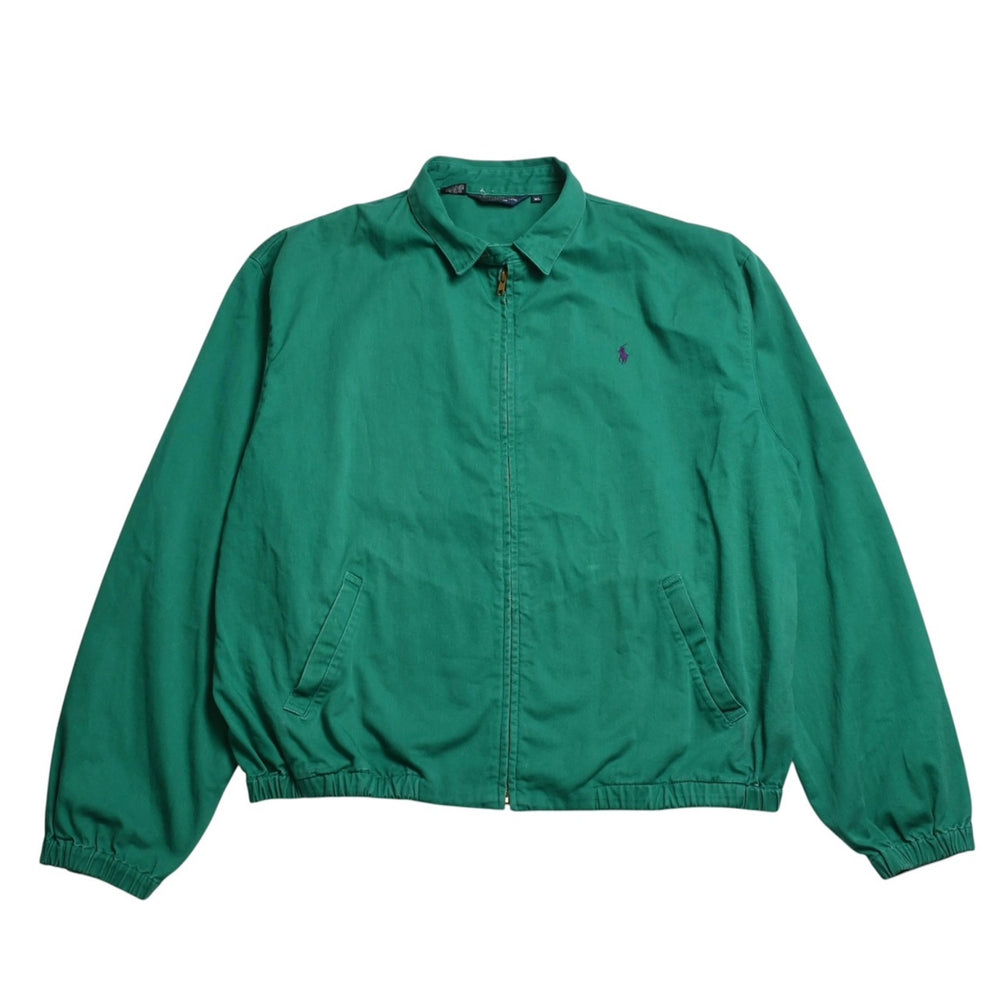 極美品 POLO RALPHLAURENT ポロ ラルフローレン ジャケット ワンポイント ポニー グリーン パープル ゴールド金具 サイズXL 中古 4a001871