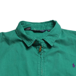 極美品 POLO RALPHLAURENT ポロ ラルフローレン ジャケット ワンポイント ポニー グリーン パープル ゴールド金具 サイズXL 中古 4a001871