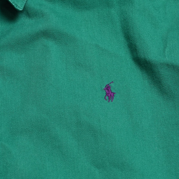 極美品 POLO RALPHLAURENT ポロ ラルフローレン ジャケット ワンポイント ポニー グリーン パープル ゴールド金具 サイズXL 中古 4a001871