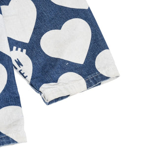 HUMAN MADE ヒューマンメイド 長袖シャツ Heart Denim Coverall Jacket ネイビー ホワイト シルバー金具 サイズXL 美品 中古 4a001870