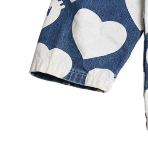 HUMAN MADE ヒューマンメイド 長袖シャツ Heart Denim Coverall Jacket ネイビー ホワイト シルバー金具 サイズXL 美品 中古 4a001870