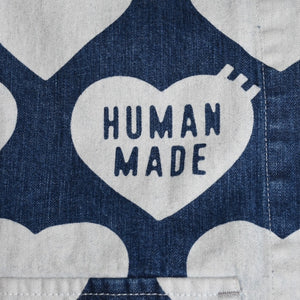 HUMAN MADE ヒューマンメイド 長袖シャツ Heart Denim Coverall Jacket ネイビー ホワイト シルバー金具 サイズXL 美品 中古 4a001870
