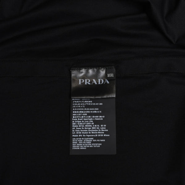 新品同様 PRADA プラダ Re-Nylonディテール付 ストレッチコットン ポロシャツ UJN675 トライアングルロゴ ブラック サイズXXXL シルバー金具 中古 4a001872