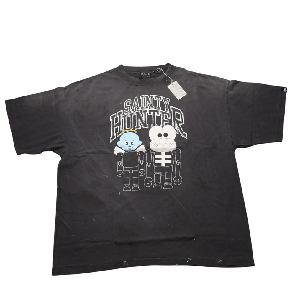 新品未使用 SAINT Mxxxxxx セントマイケル BOUNTY HUNTER コラボTシャツ BH_SS TEE SKULL-K&BABY-M 半袖Tシャツ Tシャツ ブラック ヴィンテージ加工 中古 4a001973