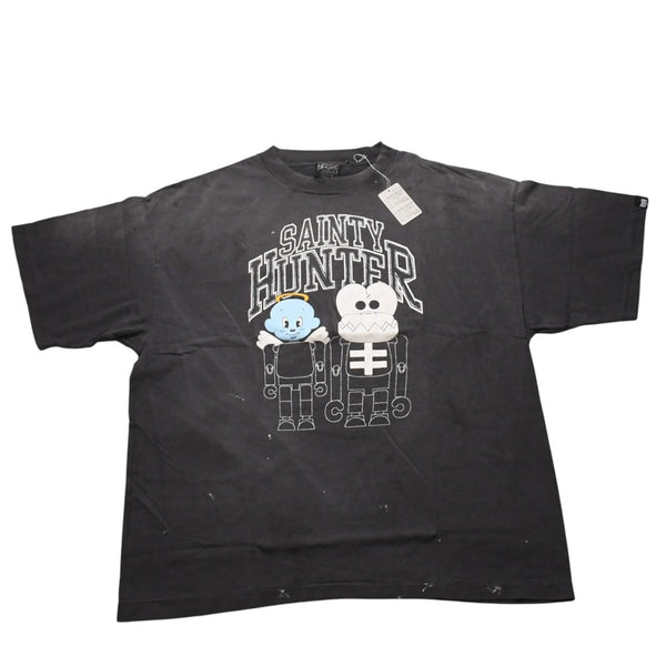 新品未使用 SAINT Mxxxxxx セントマイケル BOUNTY HUNTER コラボTシャツ BH_SS TEE SKULL-K&BABY-M 半袖Tシャツ Tシャツ ブラック ヴィンテージ加工 中古 4a001973