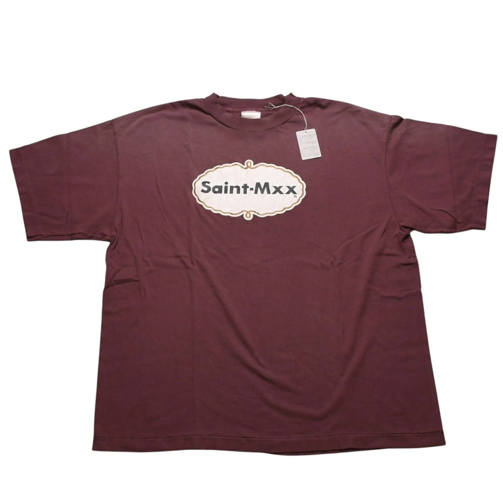 新品未使用 SAINT Mxxxxxx セントマイケル SS T-SHIRT SAINT MXX BUR 半袖Tシャツ Tシャツ バーガンディ エイジング加工 中古 4a001975
