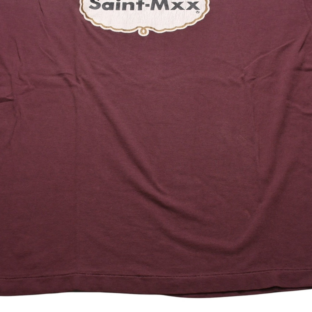 新品未使用 SAINT Mxxxxxx セントマイケル SS T-SHIRT SAINT MXX BUR 半袖Tシャツ Tシャツ バーガンディ エイジング加工 中古 4a001975