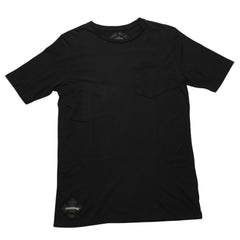 CHROME HEARTS クロムハーツ ポケット付きTシャツ クロスレザーパッチ シルバー金具 ブラック CHプラス スクロールラベル 美品 中古 4a001885