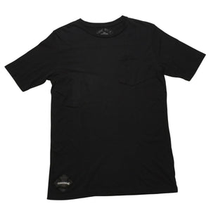CHROME HEARTS クロムハーツ ポケット付きTシャツ クロスレザーパッチ シルバー金具 ブラック CHプラス スクロールラベル 美品 中古 4a001885