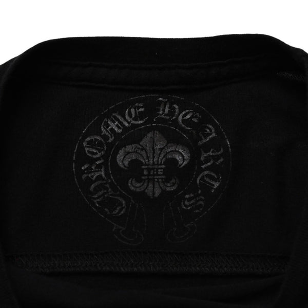 CHROME HEARTS クロムハーツ ポケット付きTシャツ クロスレザーパッチ シルバー金具 ブラック CHプラス スクロールラベル 美品 中古 4a001885