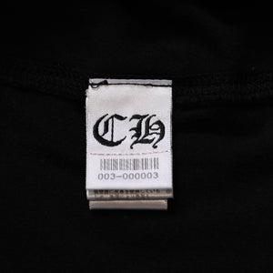 CHROME HEARTS クロムハーツ ポケット付きTシャツ クロスレザーパッチ シルバー金具 ブラック CHプラス スクロールラベル 美品 中古 4a001885