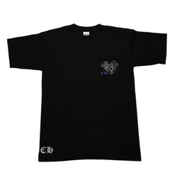 New and unused CHROME HEARTS Pocket Short Sleeve T-shirt Circle Logo CH Plus Black Silver Blue Used 4a001882