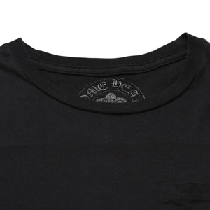 CHROME HEARTS クロムハーツ ポケット付きTシャツ クロスレザーパッチ シルバー金具 ブラック CHプラス スクロールラベル 美品 中古 4a001885