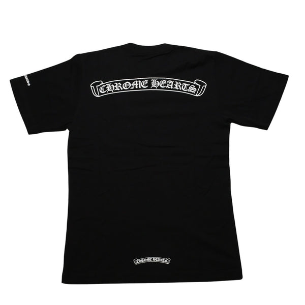 新品未使用 CHROME HEARTS クロムハーツ スクロールロゴTシャツ ブラック 黒 ポケットTシャツ 半袖Tシャツ 中古 4a001880