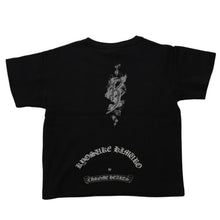 画像をギャラリービューアに読み込む, 極美品 CHROME HEARTS クロムハーツ 氷室京介コラボレーションロゴTシャツ スクロールロゴ Hロゴ クロップ丈 ブラック 黒 中古 4a001881