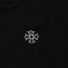 画像をギャラリービューアに読み込む, 極美品 CHROME HEARTS クロムハーツ 氷室京介コラボレーションロゴTシャツ スクロールロゴ Hロゴ クロップ丈 ブラック 黒 中古 4a001881