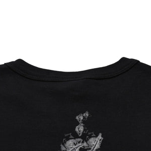 極美品 CHROME HEARTS クロムハーツ 氷室京介コラボレーションロゴTシャツ スクロールロゴ Hロゴ クロップ丈 ブラック 黒 中古 4a001881