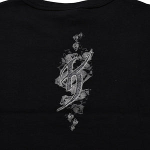 極美品 CHROME HEARTS クロムハーツ 氷室京介コラボレーションロゴTシャツ スクロールロゴ Hロゴ クロップ丈 ブラック 黒 中古 4a001881
