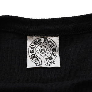 極美品 CHROME HEARTS クロムハーツ 氷室京介コラボレーションロゴTシャツ スクロールロゴ Hロゴ クロップ丈 ブラック 黒 中古 4a001881