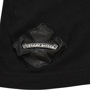 CHROME HEARTS クロムハーツ ポケット付きTシャツ クロスレザーパッチ シルバー金具 ブラック CHプラス スクロールラベル 美品 中古 4a001885