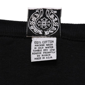 極美品 CHROME HEARTS クロムハーツ 氷室京介コラボレーションロゴTシャツ スクロールロゴ Hロゴ クロップ丈 ブラック 黒 中古 4a001881