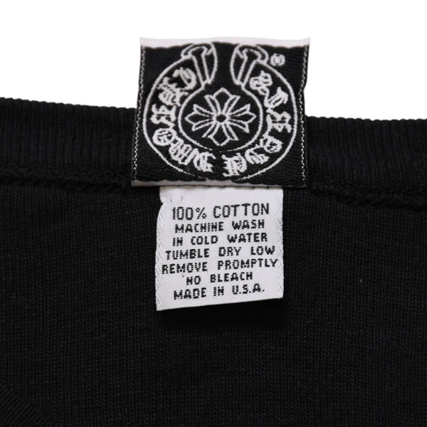 極美品 CHROME HEARTS クロムハーツ 氷室京介コラボレーションロゴTシャツ スクロールロゴ Hロゴ クロップ丈 ブラック 黒 中古 4a001881