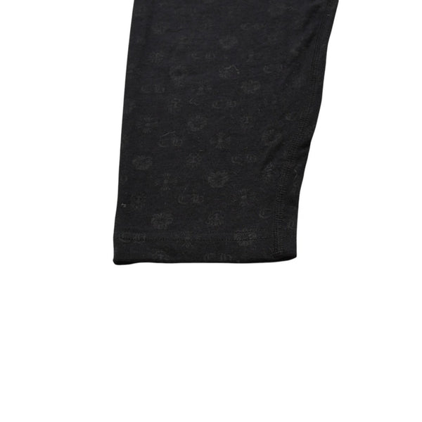 Very Good Condition CHROME HEARTS Multi Logo All Over Pattern Leggings Horseshoe Cross CH Tagger Floral Black Underwear S Size Used 4a001883