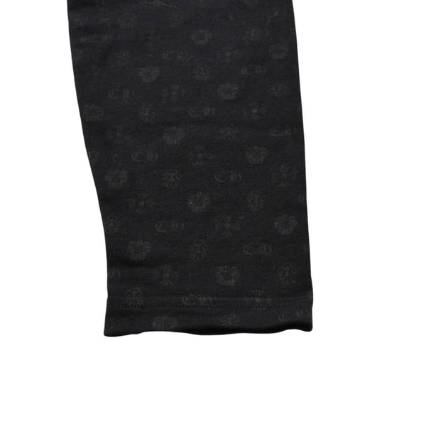 Very Good Condition CHROME HEARTS Multi Logo All Over Pattern Leggings Horseshoe Cross CH Tagger Floral Black Underwear S Size Used 4a001883