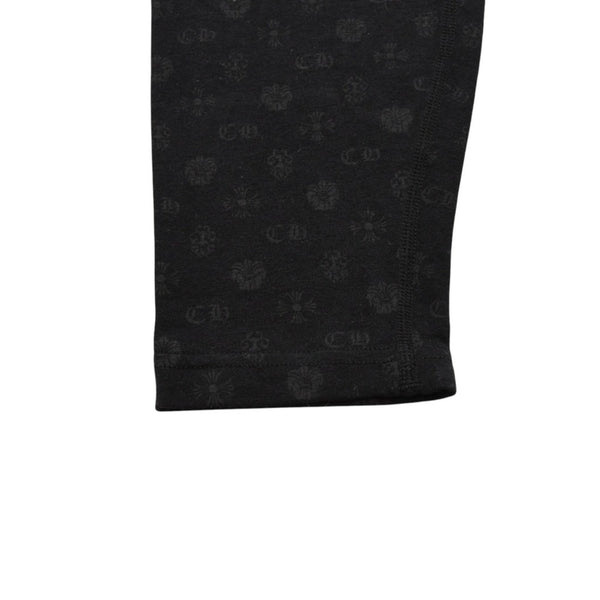 Very Good Condition CHROME HEARTS Multi Logo All Over Pattern Leggings Horseshoe Cross CH Tagger Floral Black Underwear S Size Used 4a001883