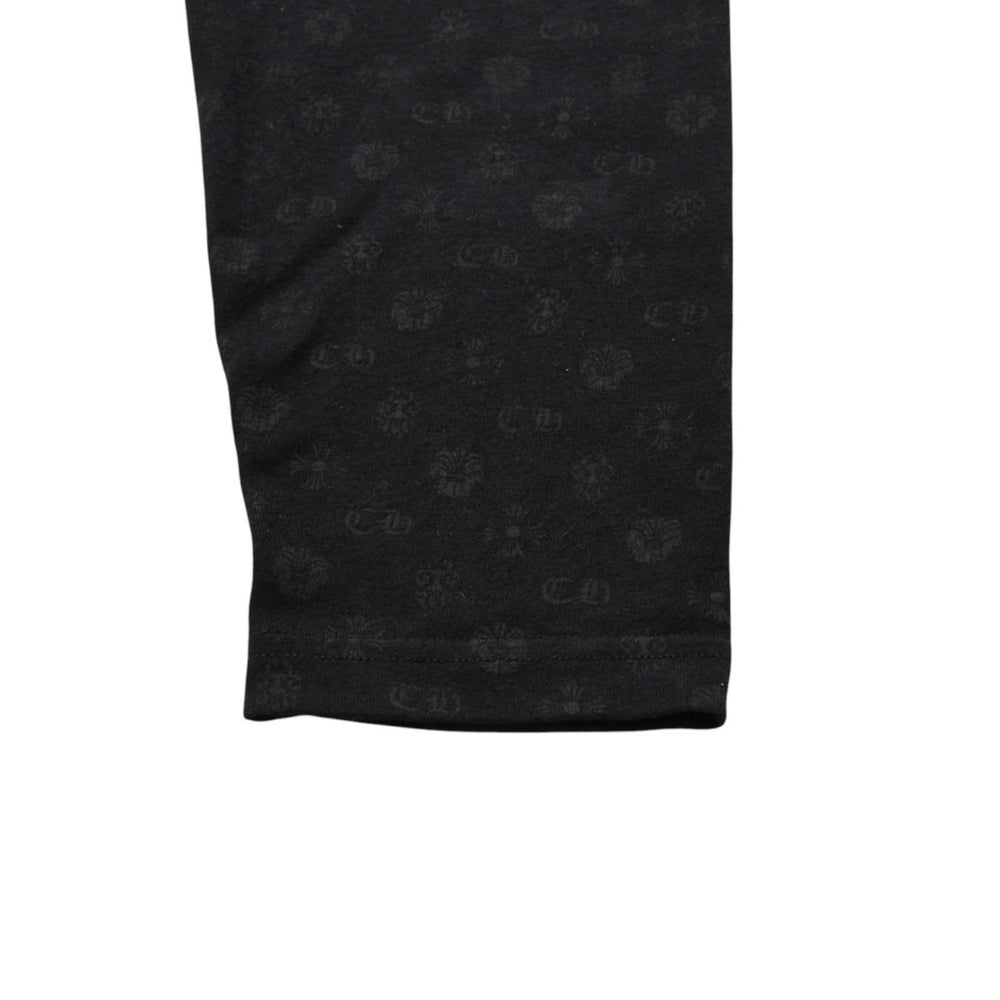 Very Good Condition CHROME HEARTS Multi Logo All Over Pattern Leggings Horseshoe Cross CH Tagger Floral Black Underwear S Size Used 4a001883