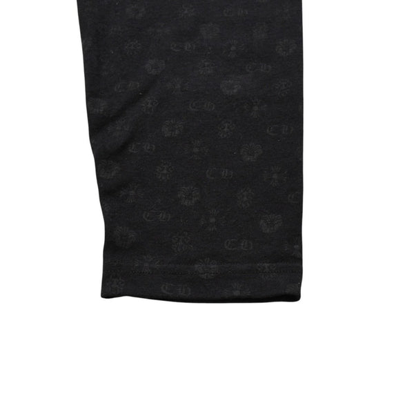 Very Good Condition CHROME HEARTS Multi Logo All Over Pattern Leggings Horseshoe Cross CH Tagger Floral Black Underwear S Size Used 4a001883